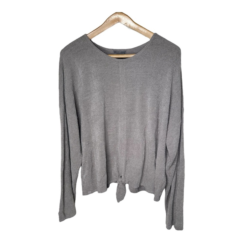 Barefoot Dreams Cozychic Ultra Lite Tie Front Pullover Sweater Size 3X Gray